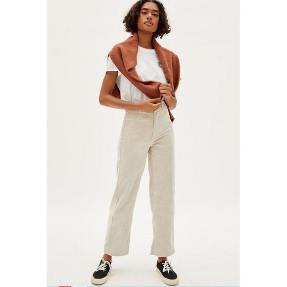 Everlane Pants - Everlane The Corduroy Wide Leg Pant High Waisted Cream Size 10